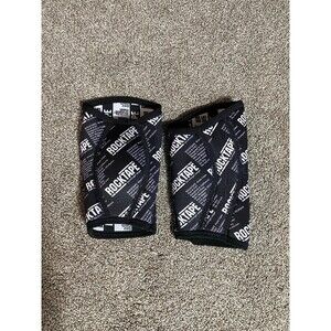 RockTape Knee Caps Sleeves – Black/White Logo Print – Pair Small